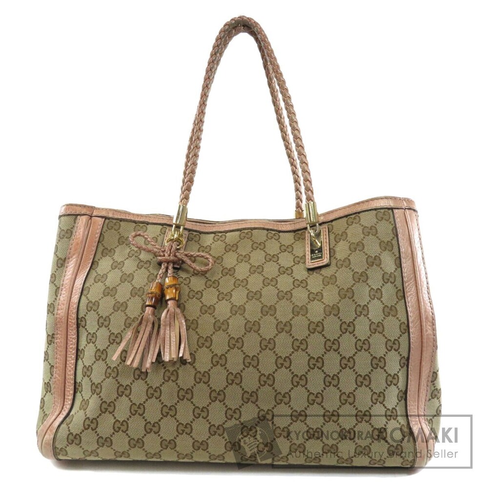 Gucci canvas signature braided leather tote Bella GG monogram - Picture 2 of 11